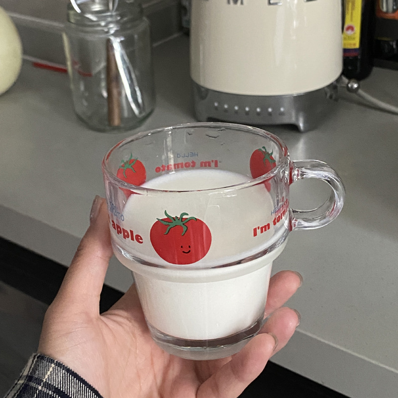 小众复古tomato番茄玻璃杯 简约中古风ins可爱苹果咖啡杯情侣礼物|undefined