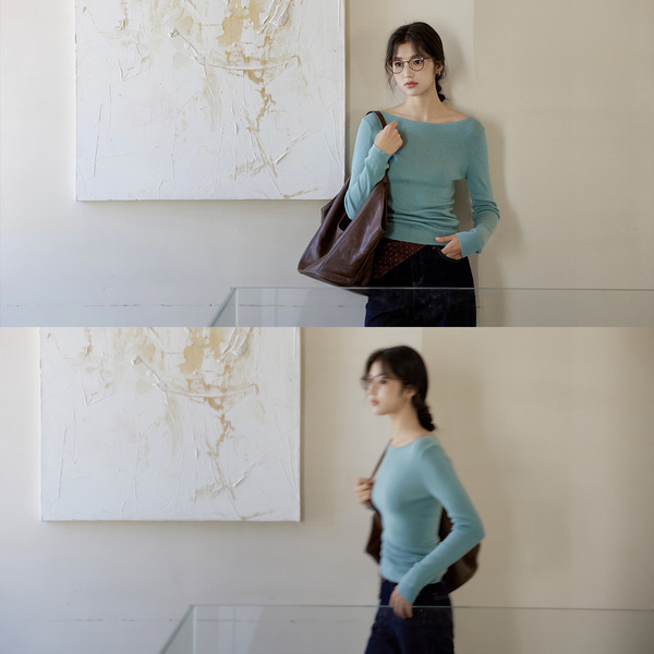 Elegant woolen knitted long-sleeve