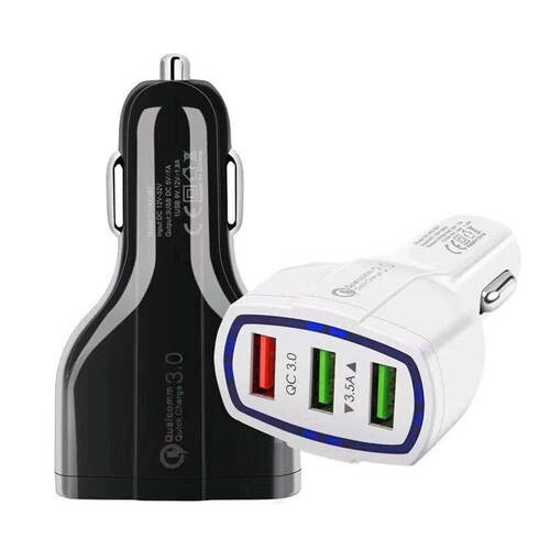 Manufacturer QC3.0 car charger 3usb 5v3.1A smart car charger fast three port fast charging 30W car charger