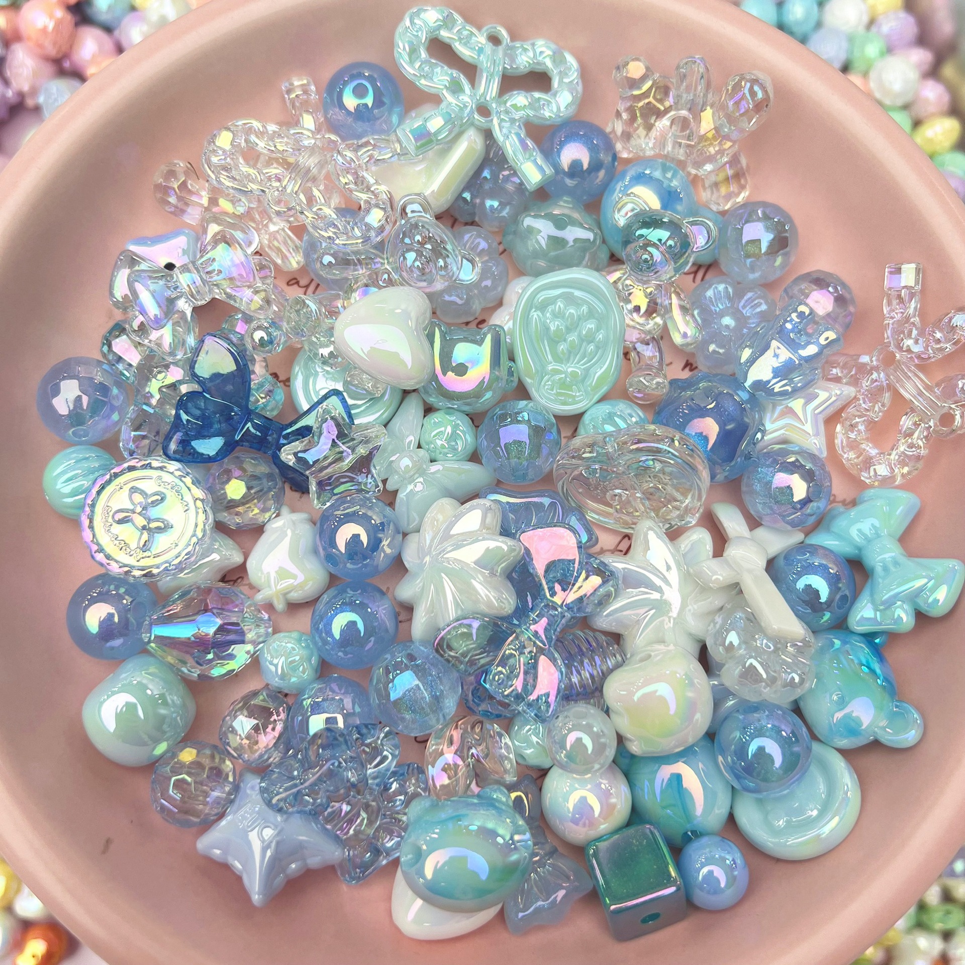 電気メッキUVカラー高光沢異形人魚姫穴あきビーズ手作りDIYネックレス携帯ストラップ材料パックアクセサリー