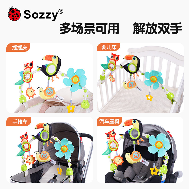 Sozzy nuevo bebé torno clip Boca Grande pájaro coche colgando cama colgante clip cochecito de bebé cama colgante campana juguetes de educación temprana