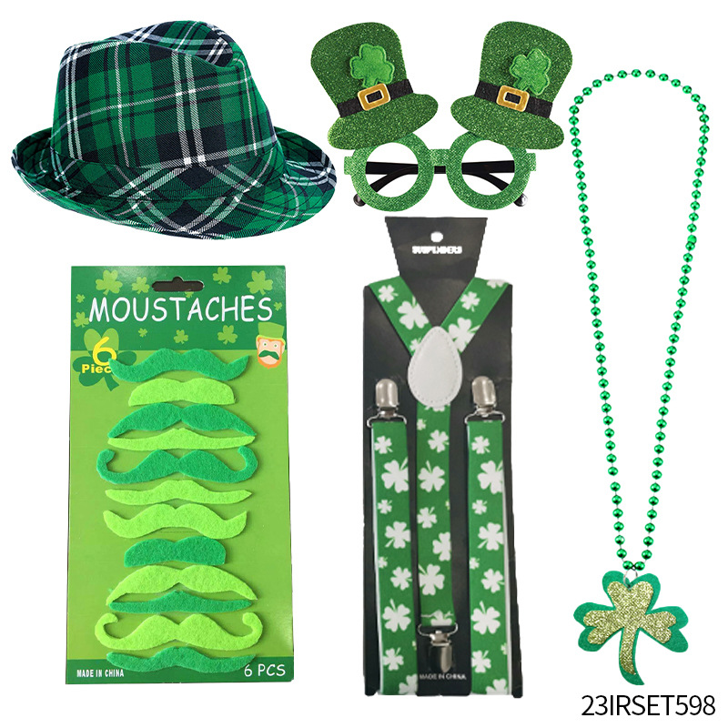 Transfronterizos calientes verde cuadrado sombrero fiesta del día de Irlanda sombrero de fiesta sombrero correa corbata de San Patricio