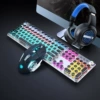 Wired black blue shaft mixed light [knob version]+wired game mouse+wired headphones