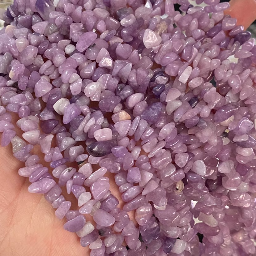 천연 보라색 운모 자갈 긴 끈 자갈 5-7mm 길이 약 85cm