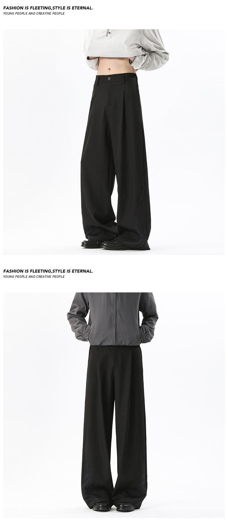 Men's Chinese-style Casual Trousers With Dark Pattern Splicing_voghion.com