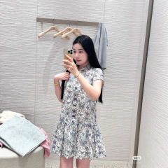 2025夏季新款南油Dio时尚文艺风设计感蝴蝶印花半高领连衣裙短裙