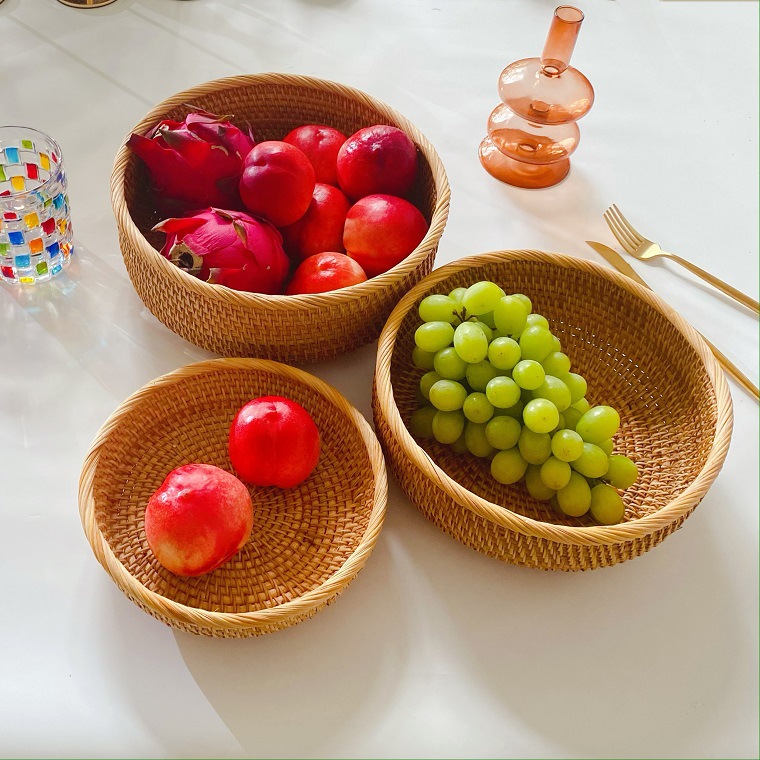 Vietnamese rattan fruit plate circular retro home fruit plate…