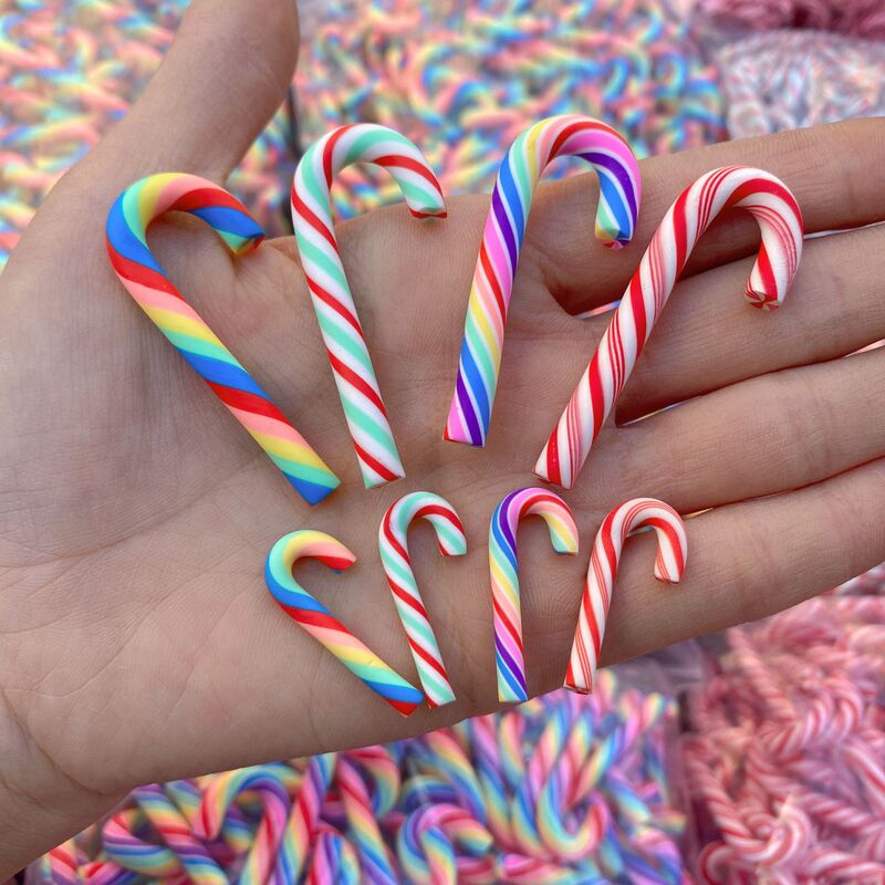 Christmas Artificial Rainbow Stripesd Crutches Creative Cartoon DIY Soft Pottery Strips Accessories Large and Small Dessert Snack Decoration Christmas Artificial Rainbow Stripesd Crutches Creative Cartoon DIY Soft Pottery Strips Accessories Large and Small Dessert Snack Decoration