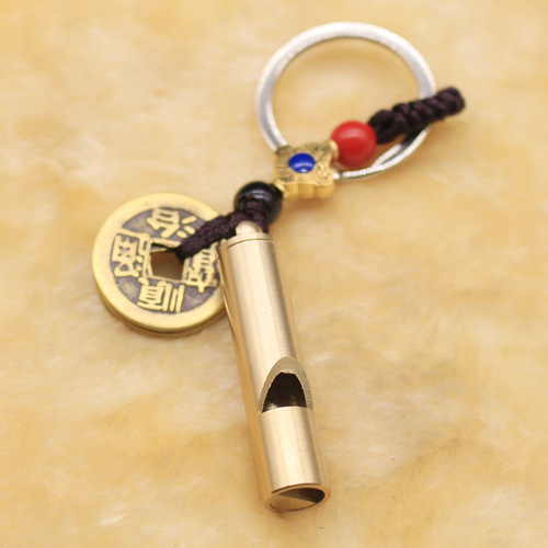 Real Copper Five Emperors Money Keychain Brass Pendant Pendant Ping An Copper Coin Travel Car Accessories Decoration Street Stall Live Broadcast