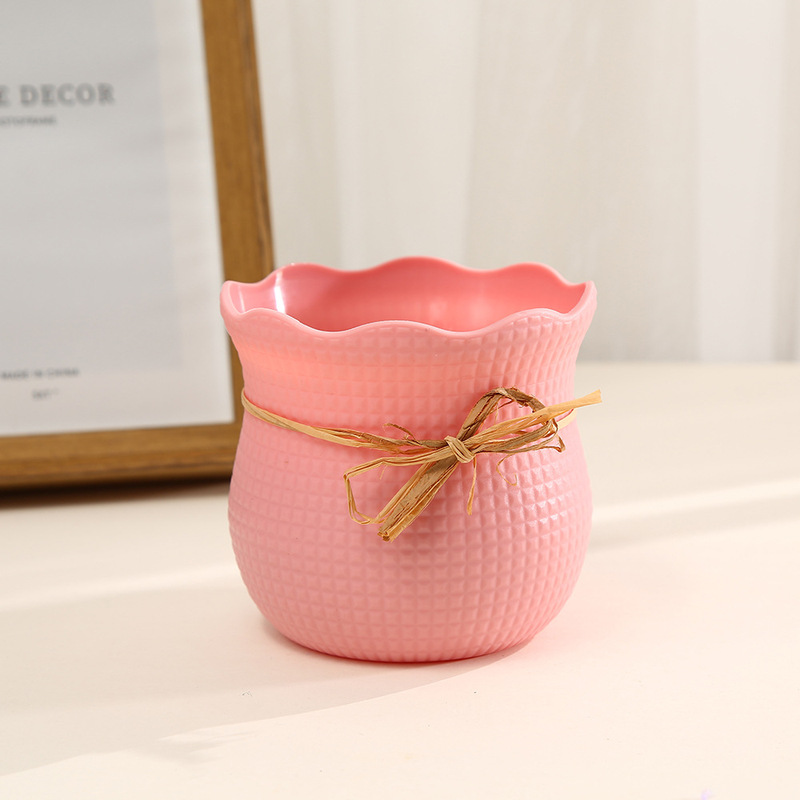 新しい模造セラミックプラスチック植木鉢ホームリビングルーム玄関装飾花瓶装飾品クリエイティブ麻縄多肉植物鉢植え|undefined