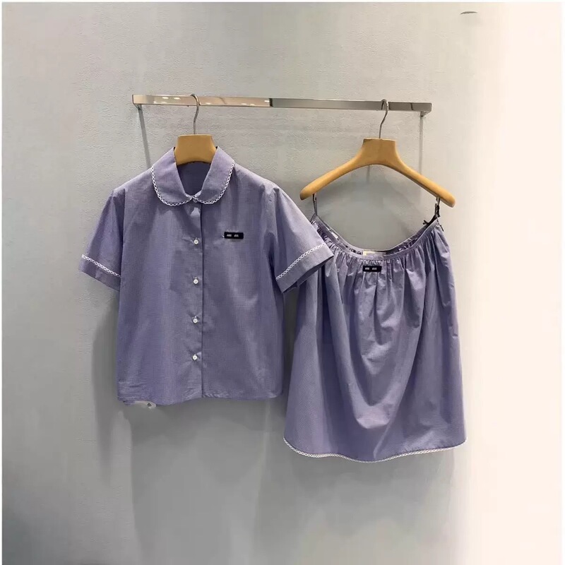 Nanyou Miu High-End Version 26 Spring/Summer New Plaid Lace Lapel Suit Casual Shirt Top Women's Skirt Nanyou Miu High-End Version 26 Spring/Summer New Plaid Lace Lapel Suit Casual Shirt Top Women's Skirt