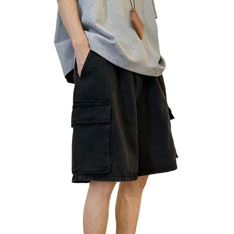 Verano hombre jeans corto coreano suelto super fuego agujero pantalones recto bf estilo de puerto pantalones de moda juvenil