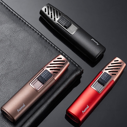 AM7207 long high-power welding gun inflatable cigar windproof lighter transparent visible gas chamber inflatable lighter