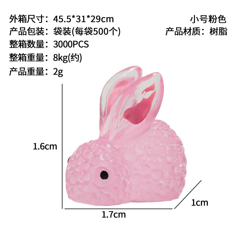 Conejito de color, lindo conejo luminoso, decoración de micro paisaje, dibujos animados de animales lindos, accesorios de resina vegetal de jardinería luminosa