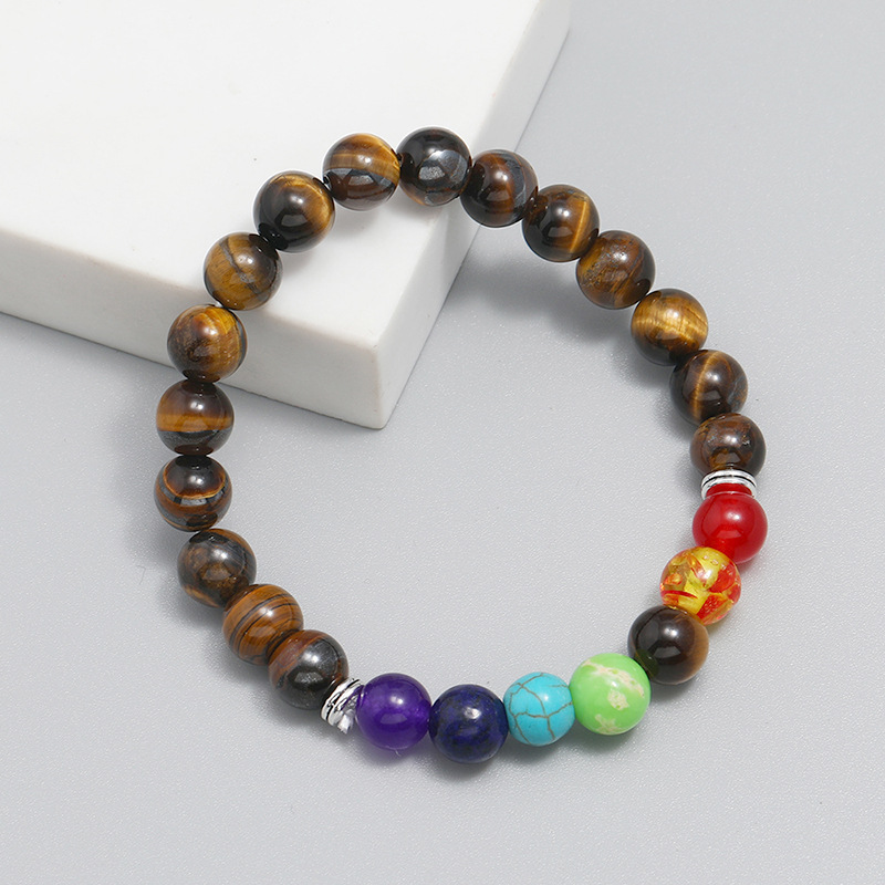 wholesale jewelry colorful tiger eye stone beaded bracelet nihaojewelry