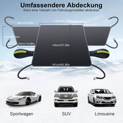 Car snow shield, Cloth Snow-Proof - 600d-oxford-cloth-10-magnetic-extra-large-green-ears-reflective-binding