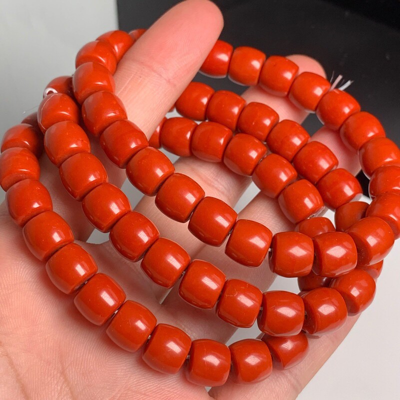 Persimmon Red Imitation Southern Red Old-Style Beads, Barrel Beads, Spacer Beads, Waist Beads, Bracelet Chain DIY Accessories, Live Streaming Supply