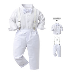Children's clothing one-stop source spring and autumn baptism suit three-piece set kids' clothes baby gentleman overalls boys' set
