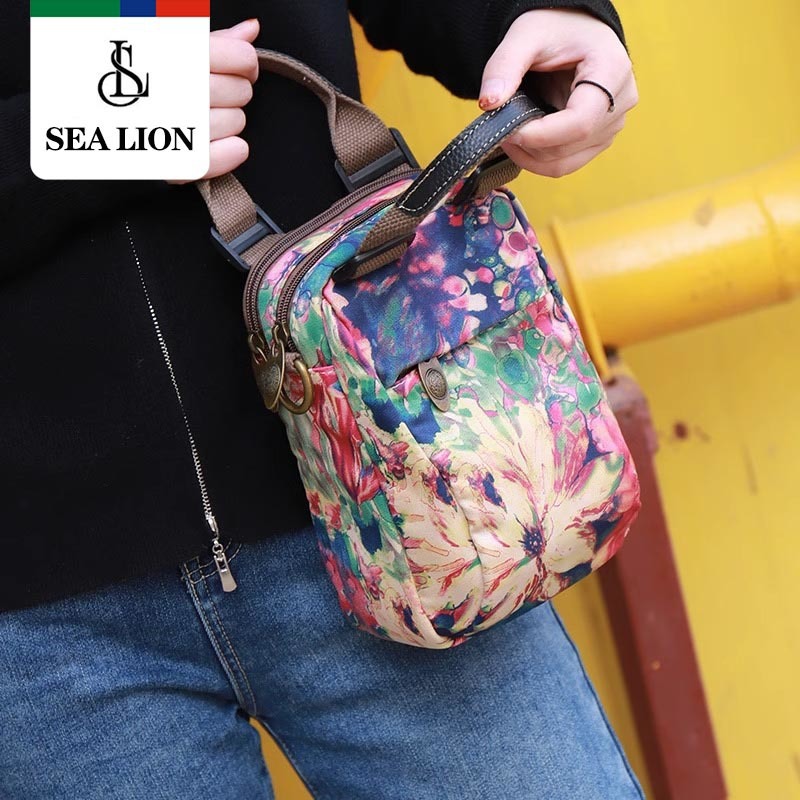 SEA LION百搭印花小包包女包轻便逛街2023新款布袋手提单肩斜挎包