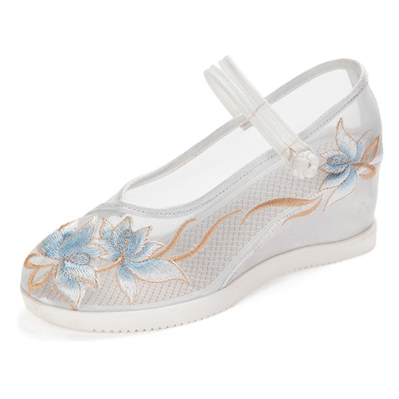 Li Jin Mesh Wedge 2023 Летняя новая антикварная обувь Hanfu Дышащие сандалии Этническая вышитая обувь