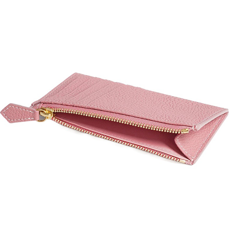 Moda transfronteriza simple estilo japonés estilo coreano titular de la tarjeta con ranura para múltiples tarjetas bolso de identificación de piel de vaca de primera capa monedero de cuero suave con cremallera