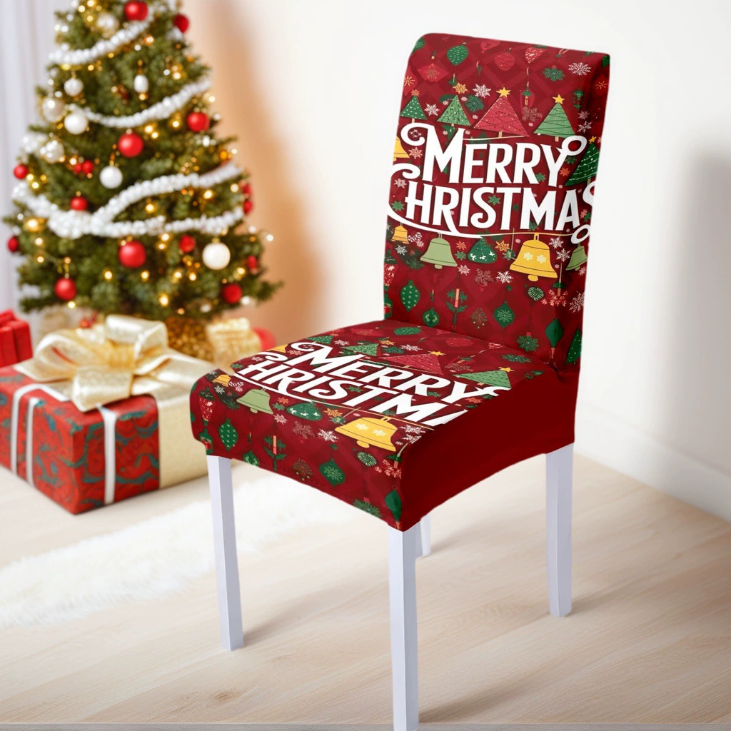 Чехол на стул Christmas от производителя кросс-борта, пыле-устойчивый обеденный стул европейско-американная печать, праздничная атмосфера