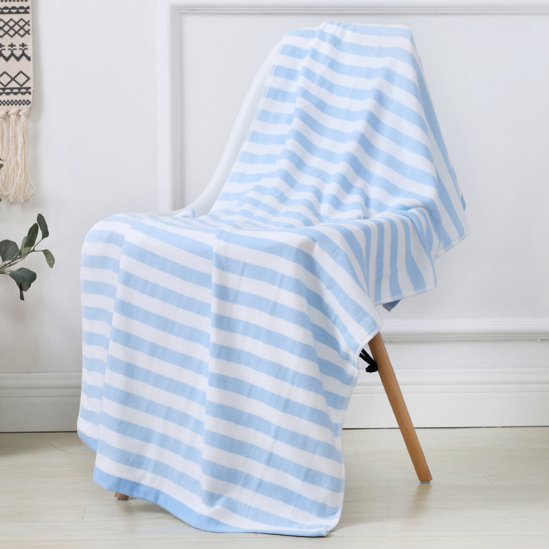 Toalla de baño de rayas de color de algodón 70*140 un lado Terry un velo tela hogar hombres y mujeres absorbente Toalla de playa de secado rápido