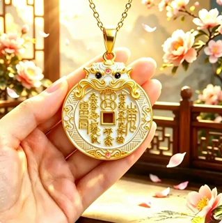 瑞兽山鬼     花钱钥匙扣吊坠镀金珐琅彩国风挂饰