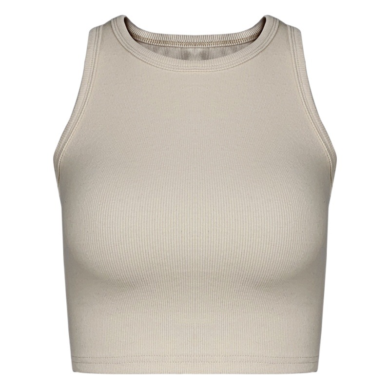 ヨーロッパとアメリカのインスポーツショートへそ出しノースリーブトップ女性のための 2025 夏クロスボーダー新しいタイトな I 字型ベスト