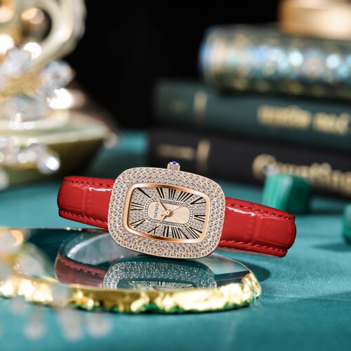 Dropshipping small green strap watch for women live broadcast fashionable square small dial diamond waterproof quartz women's watch