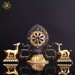 藏传用品密宗轮王七珍 双鹿转法轮摆件法轮宝摆件