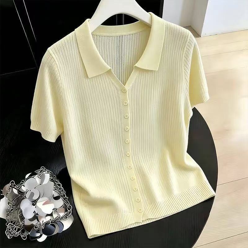 Women's Clothing French Style Knit Cardigan Gentle Elegant Short Sleeve Slimming Flattering Top For Summer_ecoleips.com