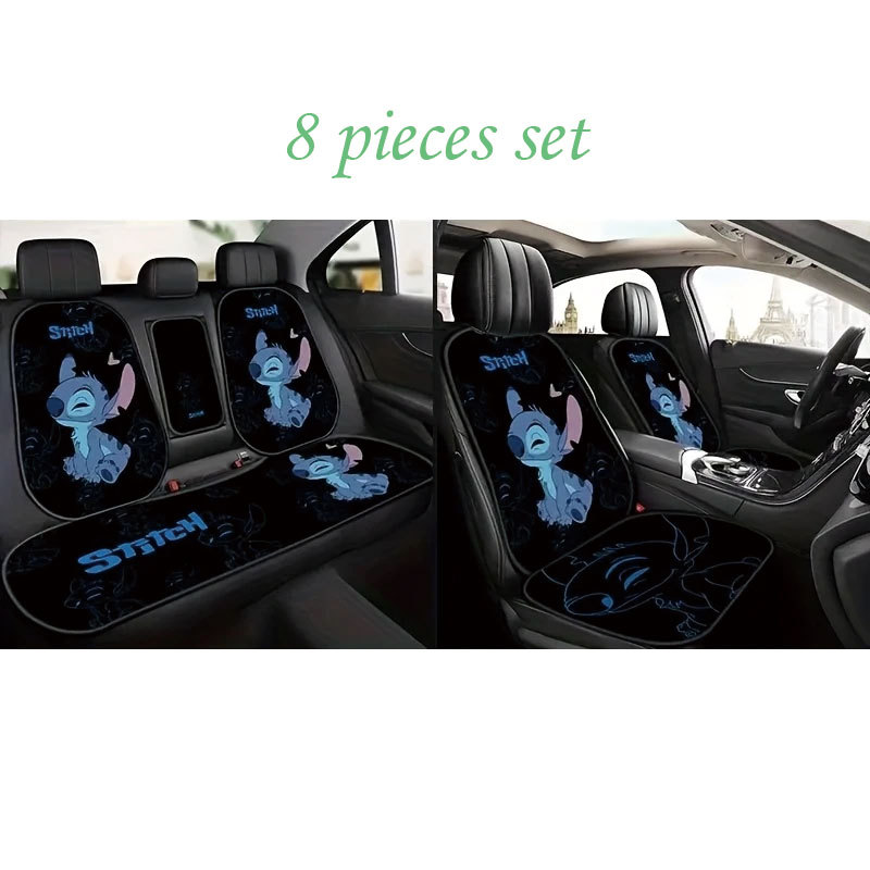 Stitch Car Seat Cushion and Back Cushion 8-Piece Set Universal Wear-Resistant and Dirt-Resistant Cushion Car Seat Protection Pad Dropshipping