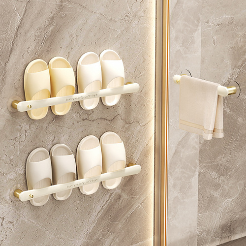 Light luxury style bathroom slipper rack without punching, bathroom drain rack, toilet wall-mounted towel storage and organization rack
