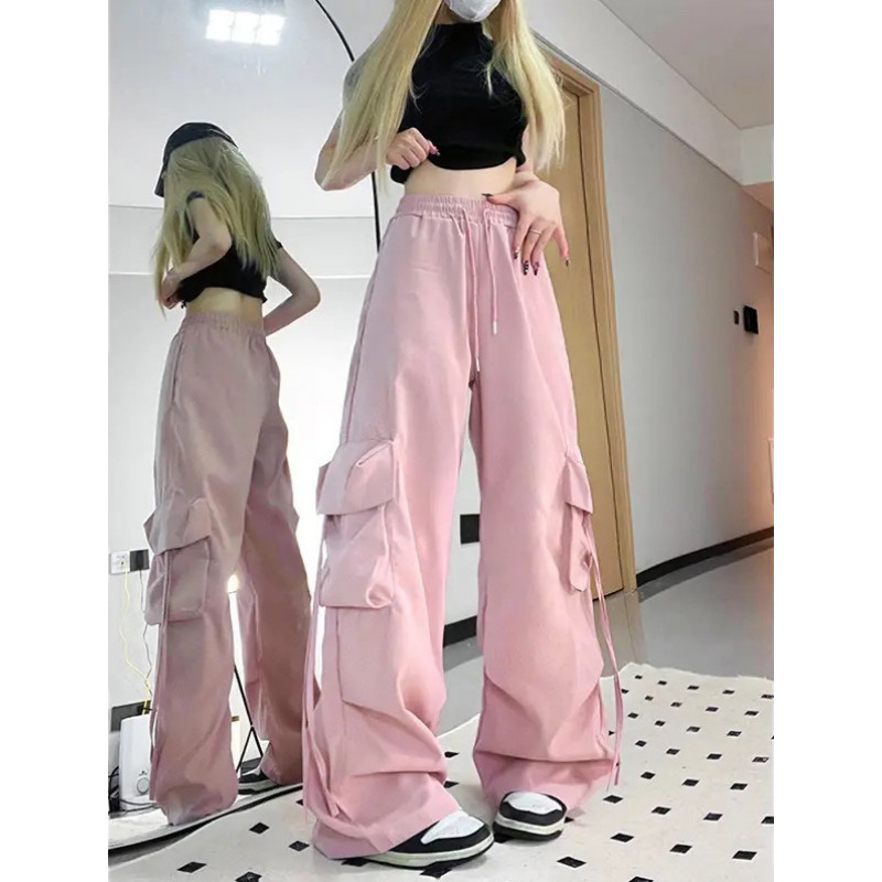 Cross-Border Trade American-Style Dopamine Girl Cargo Pants Autumn New Versatile Loose Hip-Hop Wide-Leg Casual Fashion