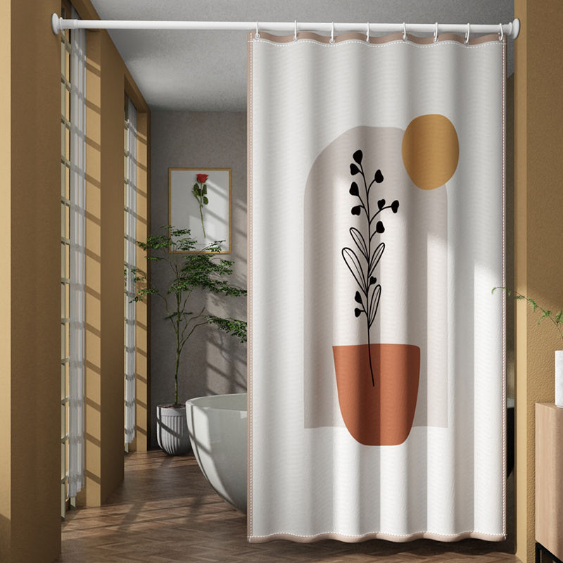 Cortina de ducha poliéster Amazon popular Impresión digital baño húmedo y seco partición impermeable