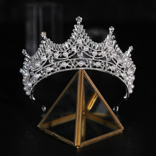 婚禮皇冠頭飾鳳冠電鍍珍珠巴洛克鋅合金歐美頭箍飾品婚禮皇冠頭飾