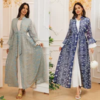 AB427 2024 Новый осенний и зимний Amazon Dubai расклешенные рукава элегантная длинная юбка с вышивкой кардиган из двух частей