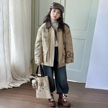 女童卡通KT猫风衣棉衣2025冬装新款大童韩版时髦休闲甜美百搭棉服