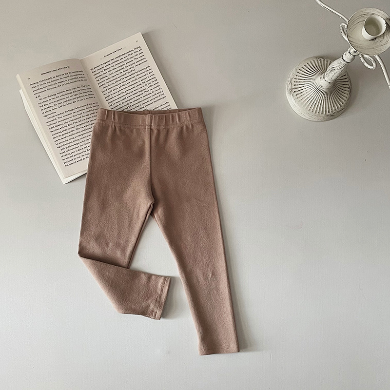 INS estilo coreano bebé polainas nuevo algodón Mediados de cintura pantalones de los niños de color sólido casual ropa de abrigo Delgado Leggings