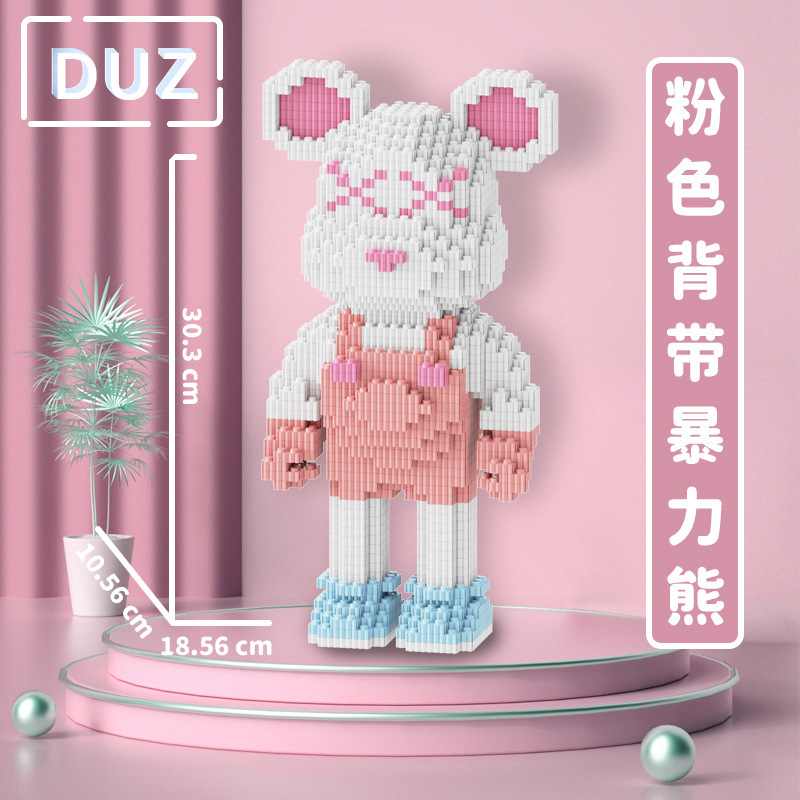 Bloques de construcción de partículas de muñeca al por mayor, bloques de construcción de juguete educativos, oso violento para padres e hijos, compatible con Lego