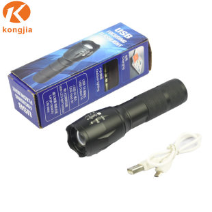 Spot LED strong light flashlight USB charging flashlight Relax emergency charging aluminum alloy strong light flashlight