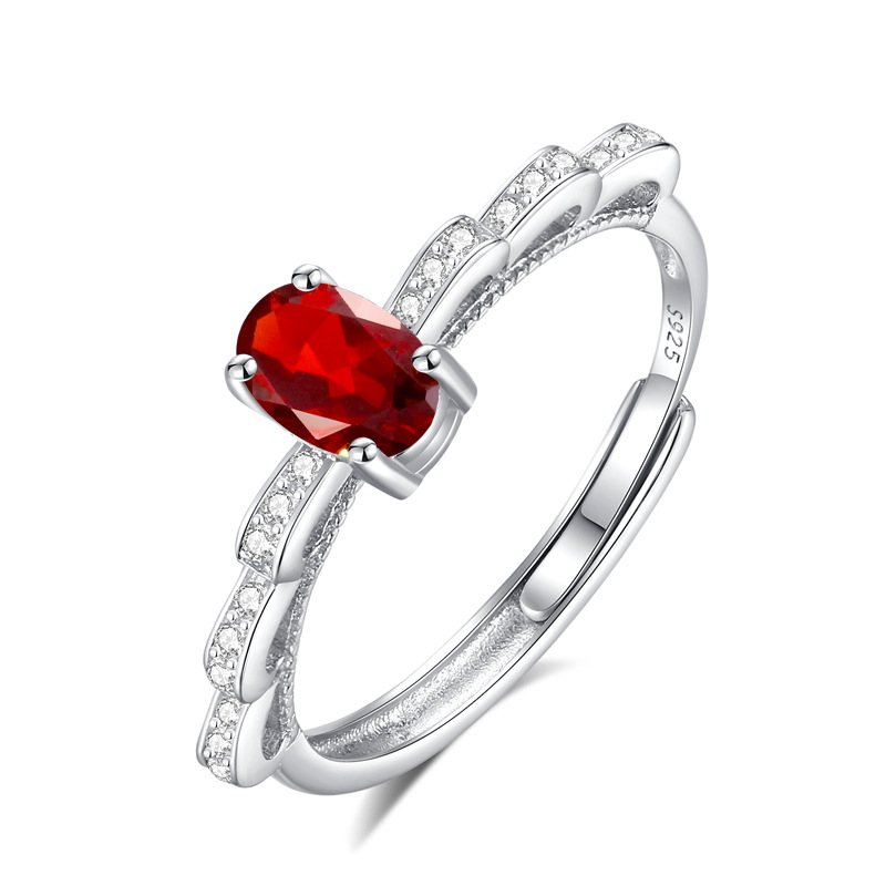 Anillo de plata de ley s925 de la serie del tesoro del color natural, anillo de color ajustable para mujer, pequeño libro rojo, especial transfronterizo
