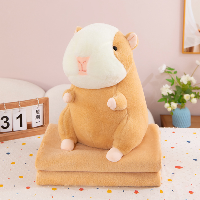 Lindo hamster almohada para la siesta edredón almohada para coche edredón cojín de doble uso edredón almohada grande manta de aire acondicionado de lana de coral