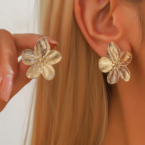 golden retro brand earrings