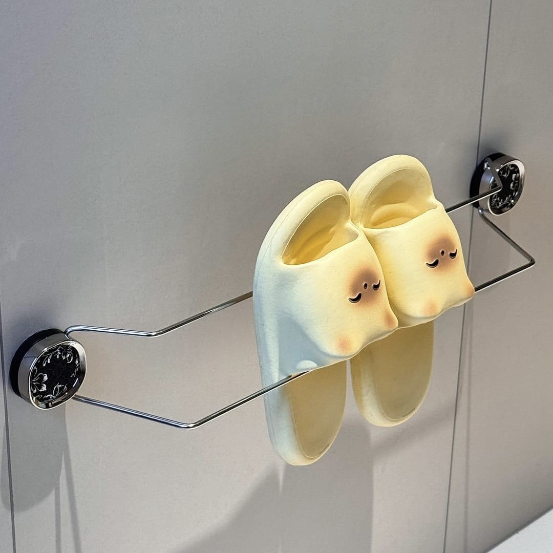 Bathroom Slipper Storage Rack Suction Cup Stainless Steel Slipper Rack Bathroom Drain Rack Wall Hanging Punch-Free Storage Rack