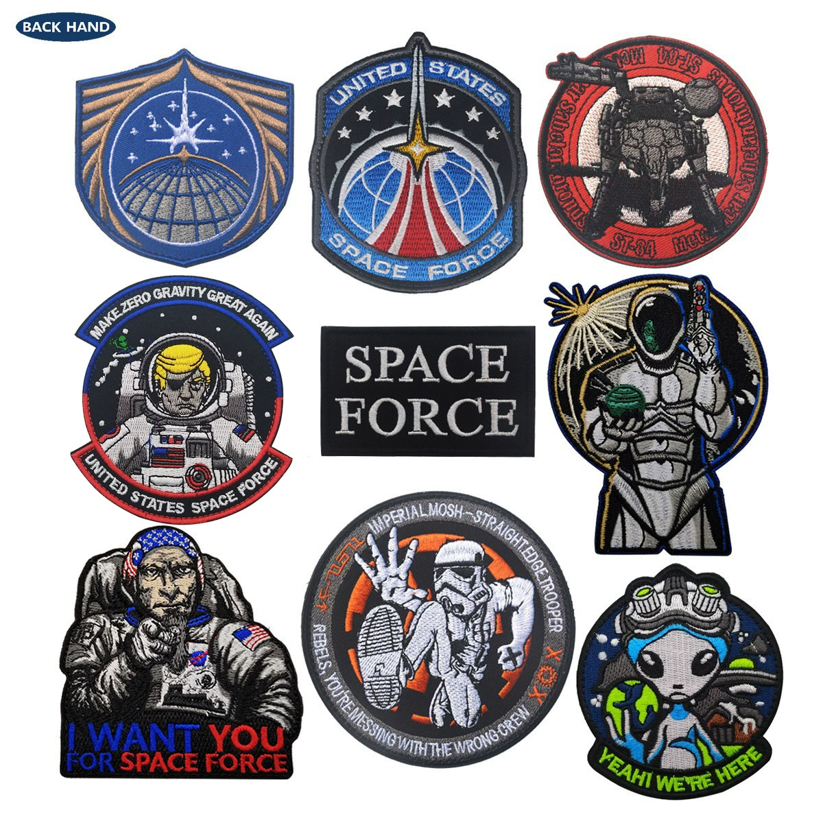 Travel space patch with velcro, badge, with embroidery, dress up