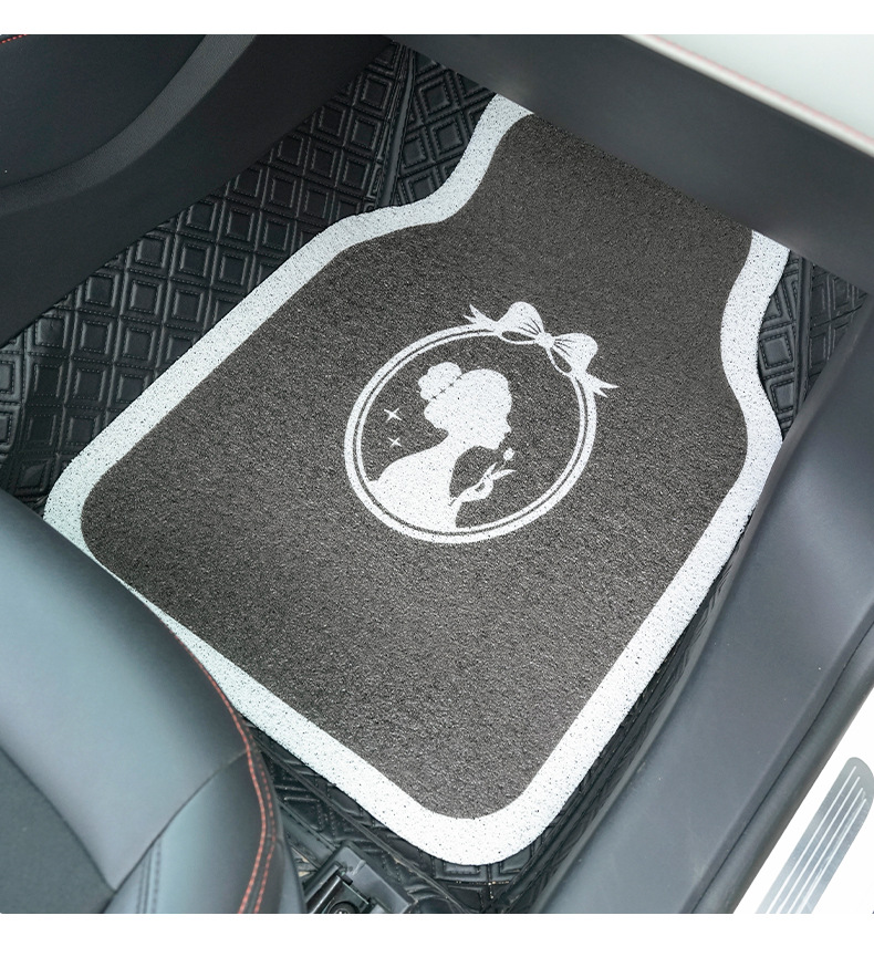 Car foot mat creative silk ring car anti-dirty protective pad Internet celebrity goddess bow car foot mat can be cut