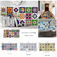 歐式風格花磚磨砂地板貼衛生間廚房瓷磚翻新牆貼防水耐磨自粘MZ-7