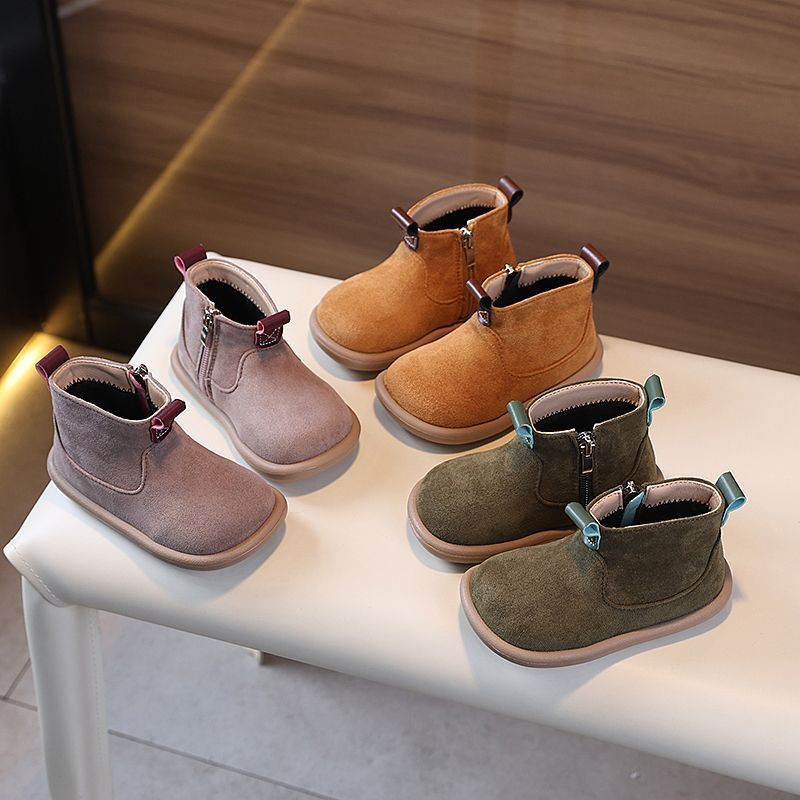 New Boys' Retro Casual Versatile Baby Boots British Style Fleece-Lined Autumn and Winter Short Boots 2025 Martin Boots Double Cotton
